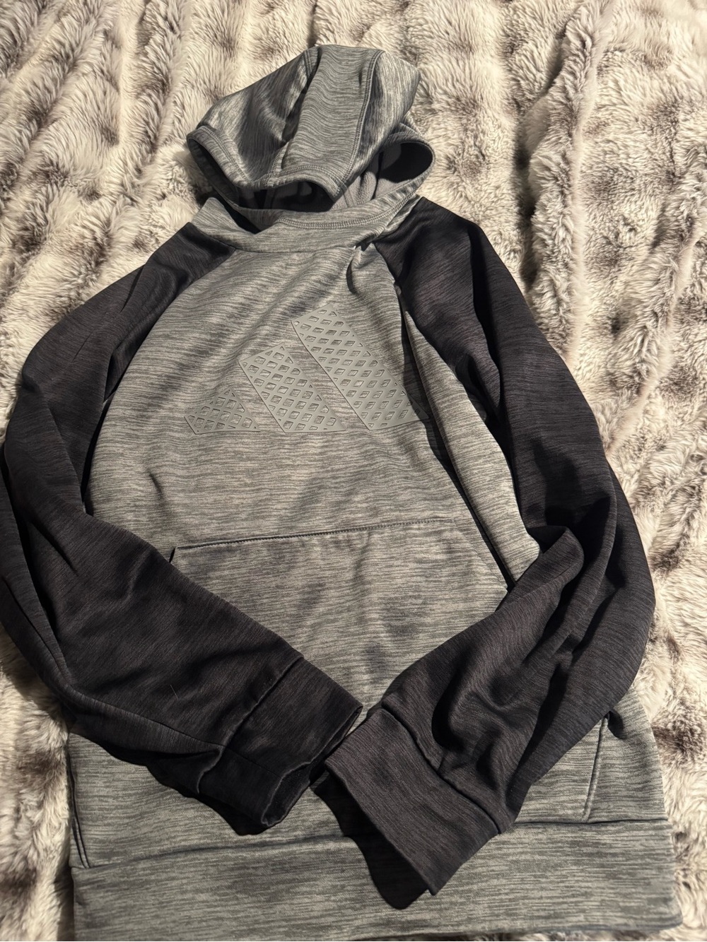 adidas Gray & Black Regular Fit Hooded Pullover